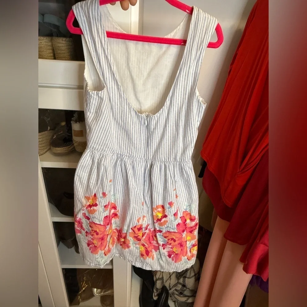 GAP Kids Dress with Pink Floral and Gray Stripes Size 5